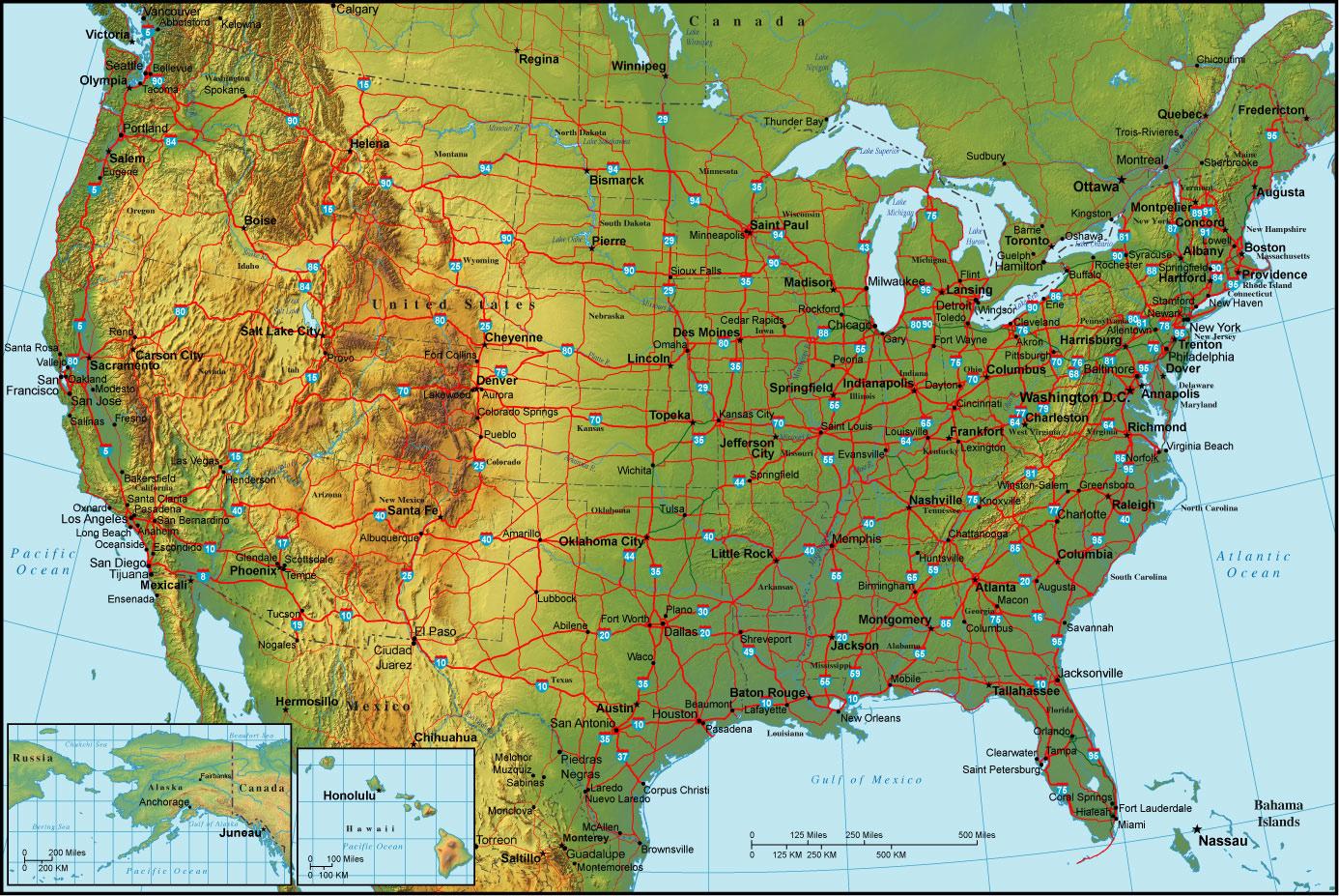 usa domborzati térkép A domborzati térkép az USA   Domborzati térkép USA (Észak Amerika  usa domborzati térkép